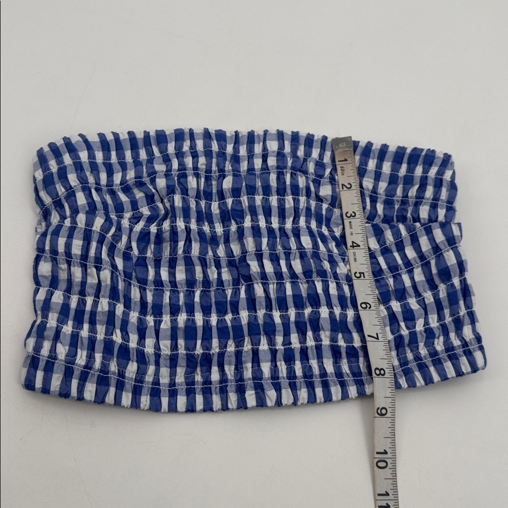 Universal Thread Women's XS Blue Gingham Smocked Tube Top - Picture 7 of 7